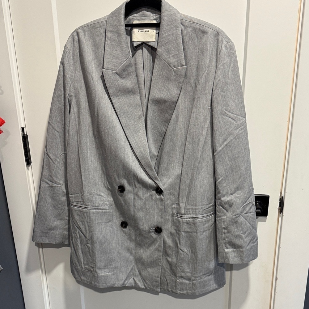 Everlane Gray Double-Breasted Blazer Oversized Boyfriend Fit Size 6 - Fits M/L